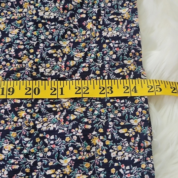 Maurices Navy Blue Floral Print Tie Neck Blouse - Picture 12 of 12